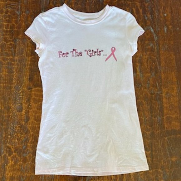 FOR THE GIRLS * Light PINK ~Cap Sleeve~ BREAST CANCER Pink Ribbon TEE-SHIRT S M - Picture 1 of 5